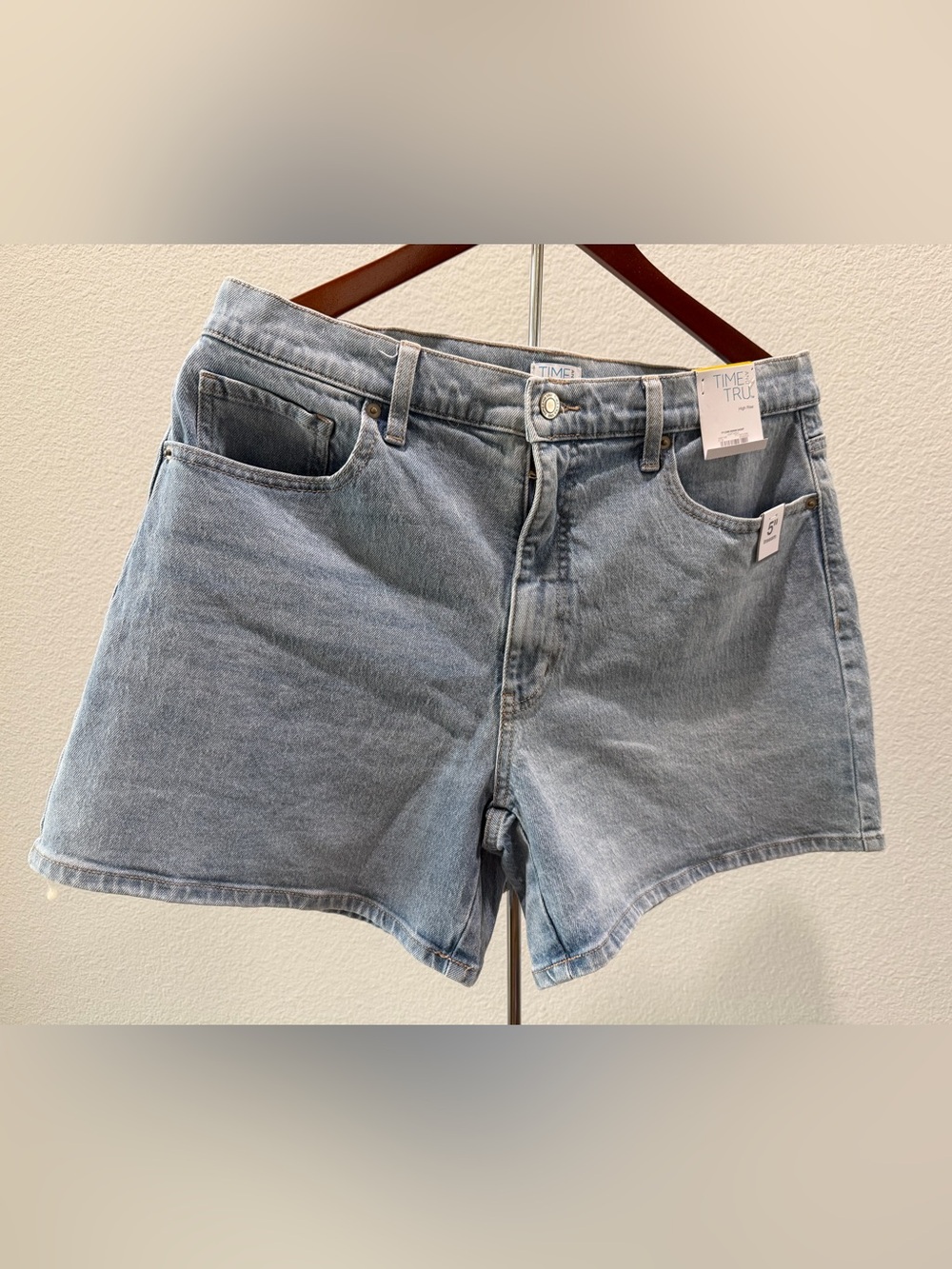 Time and Tru Light Blue High-Rise Denim Shorts